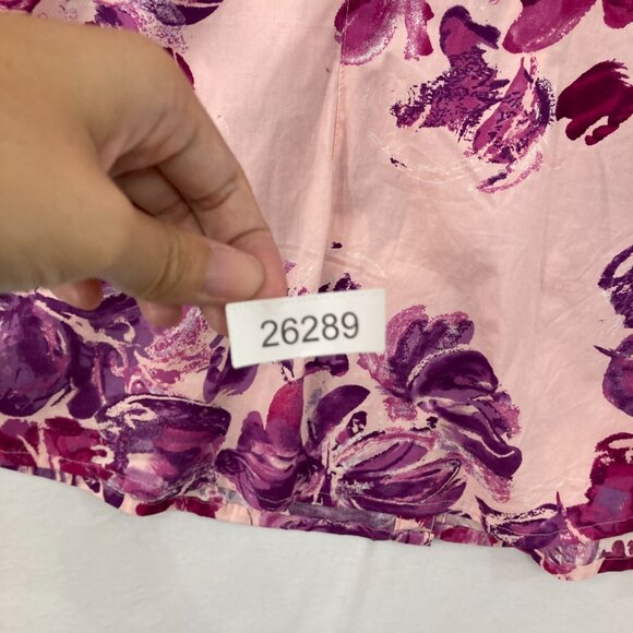 Basic Editions size 3X Pink Purple Floral 3/4 Sleeve Baby Doll Button Up Preppy - Picture 9 of 9